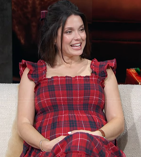 Ali Cobrin's red plaid dress on Access Hollywood