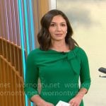 Ali Baumann’s green bow neck dress on CBS Mornings