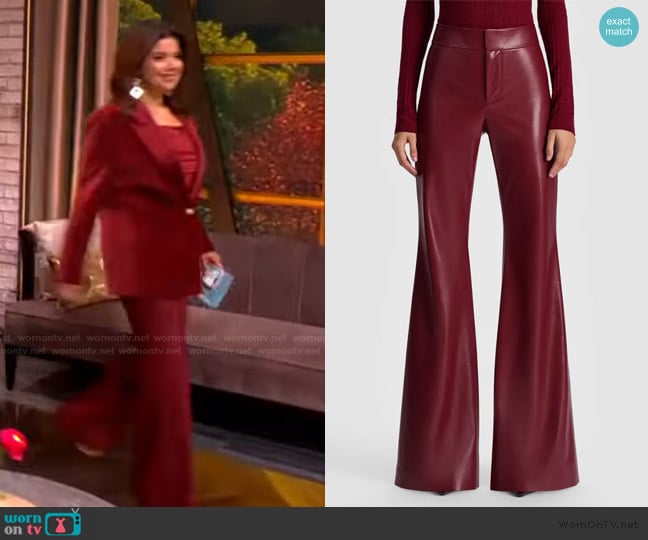 Alice + Olivia Andrew Faux-Leather Boot-Cut Pants worn by Ana Navarro on The View