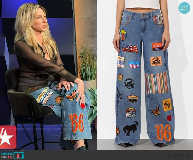 Debbie’s patchwork jeans on Access Hollywood