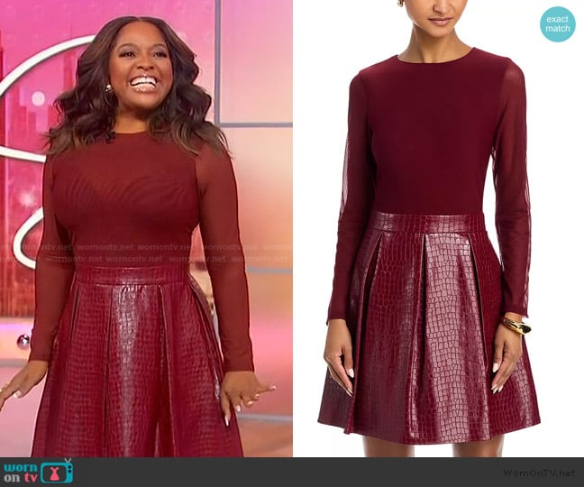 Sherri’s maroon mixed media dress on Sherri Sherri’s maroon mixed media dress on Sherri