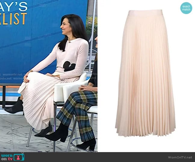 Alice + Olivia Essie Pleated Georgette Midi Skirt worn by Dr. Natalie Azar on Today
