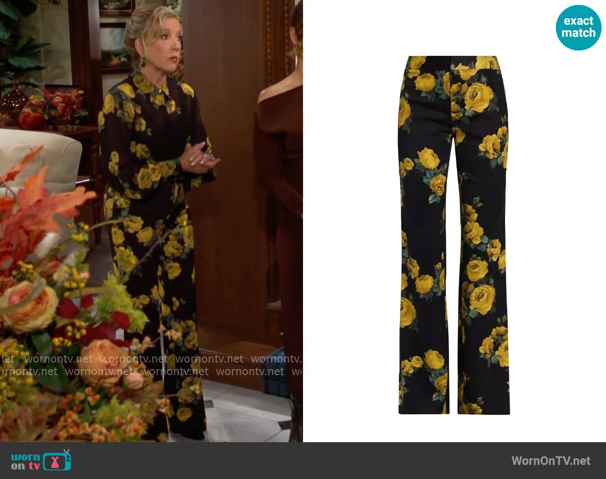 Alice + Olivia Livi Pants in Rosehips worn by Nikki Reed Newman (Melody Thomas-Scott) on The Young and the Restless