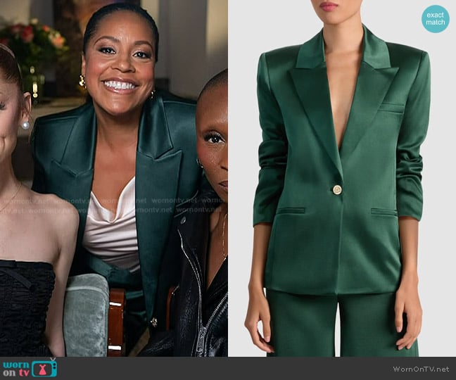 Alice + Olivia Silas Satin Blazer in Green Mystique worn by Sheinelle Jones on Today