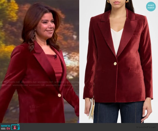 Alice + Olivia Silas Velvet Blazer worn by Ana Navarro on The View