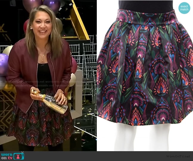 Alice + Olivia Stora Skirt in Ombre Deco worn by Ginger Zee on Good Morning America