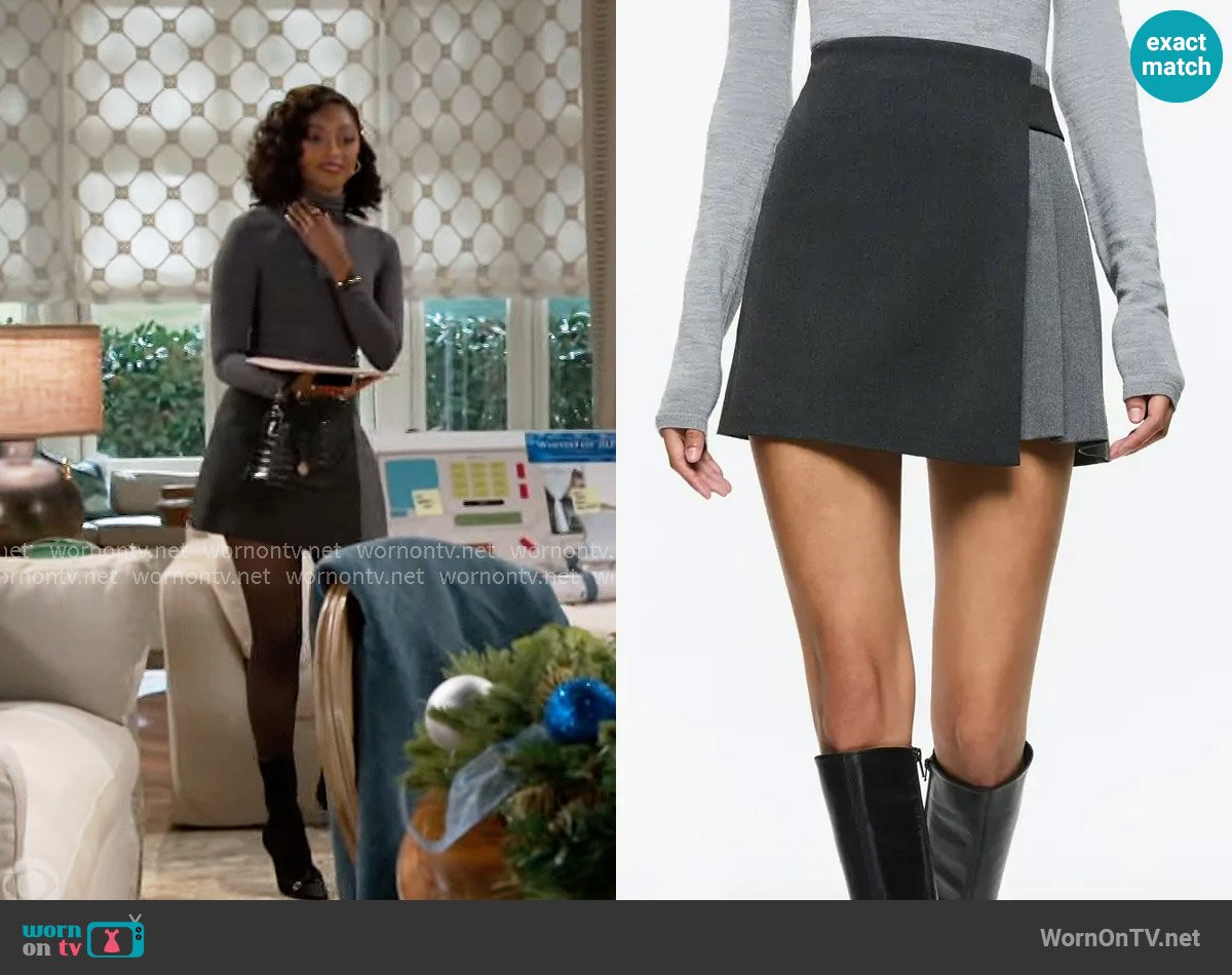 Alice + Olivia Toni Asymmetric Pleated Skirt worn by Kat Richardson (Colby Muhammad) on Beyond the Gates