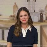 Alison Roman’s navy polo with white collar on Today