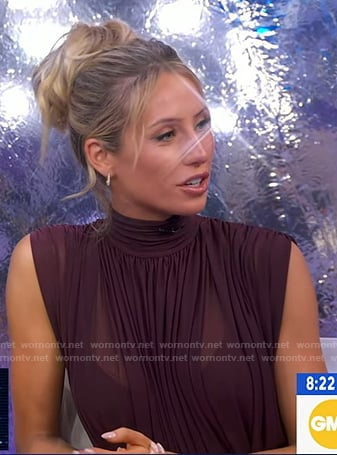 Alix Earle’s burgundy gathered sheer top on Good Morning America