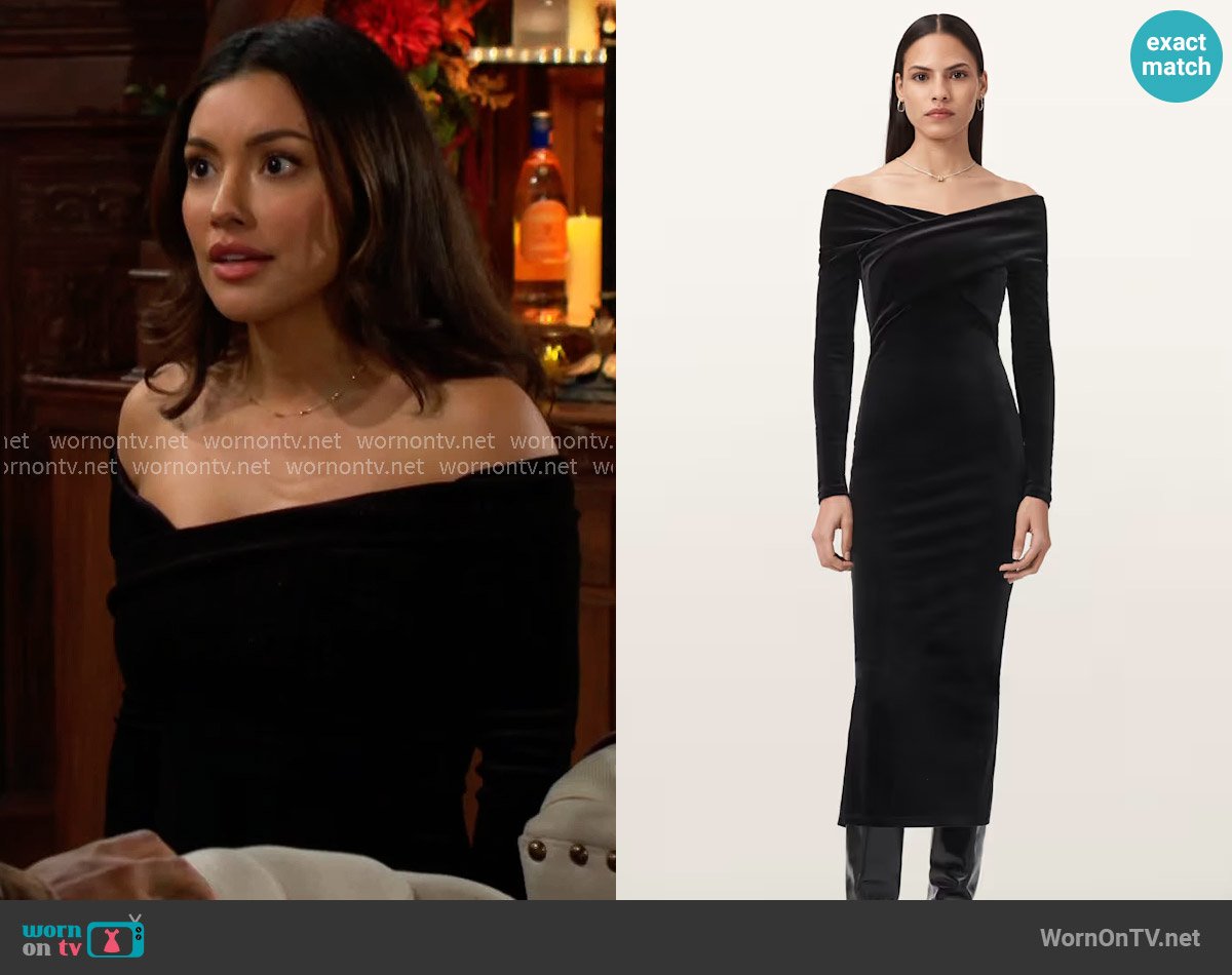 All Saints Delta Velvet Dress worn by Audra Charles (Zuleyka Silver) on The Young and the Restless