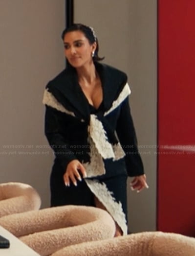 Allura's black lace trim jacket on Alls Fair