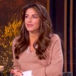 Alyssa’s beige layered sweater dress on The View