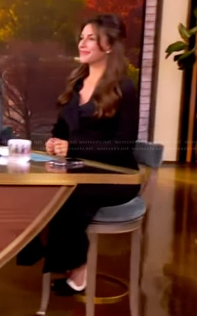Alyssa’s black metallic v-neck dress on The View
