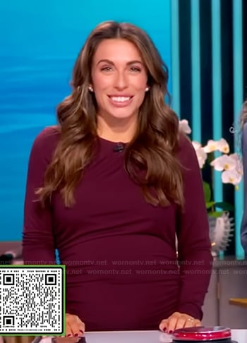 Alyssa's burgundy ruched dress on The View