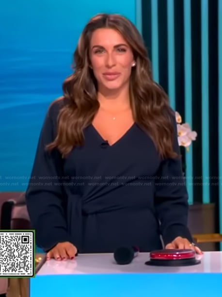 Alyssa’s navy wrap dress on The View