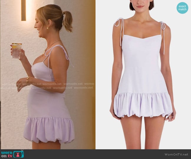 Amanda Uprichard Ivy Bubble Skort Romper in feather worn by Ashtyn Zerboni (Ashtyn Zerboni) on Selling the OC