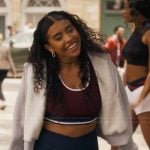 Amira’s burgundy sports bra on Bel-Air