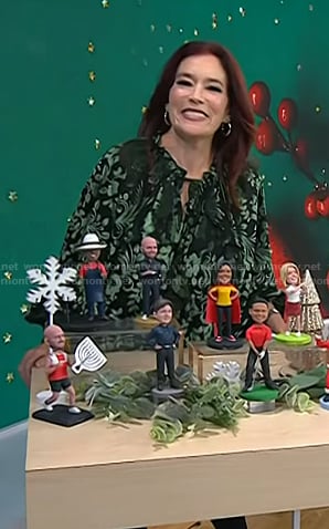 Amy E. Goodman’s green velvet burnout dress on Today