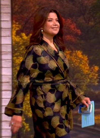 Ana's black printed wrap jacket on The View