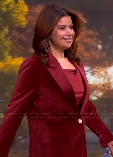 Ana’s red velvet blazer and leather pants on The View