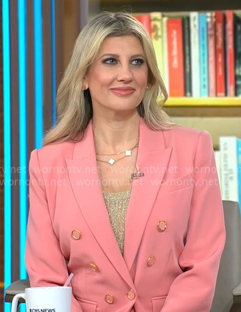Angelique Rewers’ pink blazer on CBS Mornings