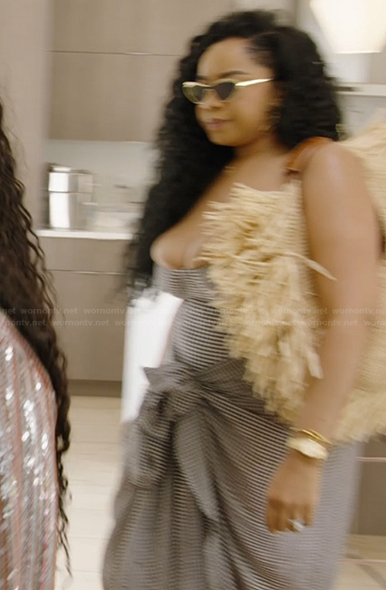 Angel's gingham check swimsuit on The Real Housewives of Potomac