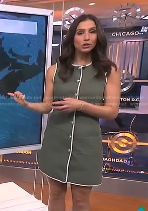 Angie Lassman's green button front mini dress on NBC News Daily