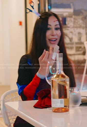 Angie’s asymmetric gathered dress on The Real Housewives of Salt Lake City