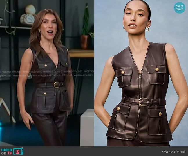 Adrianna’s brown leather vest on Access Hollywood
