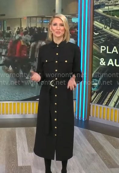 Anna Schecter’s black midi shirtdress on CBS Mornings