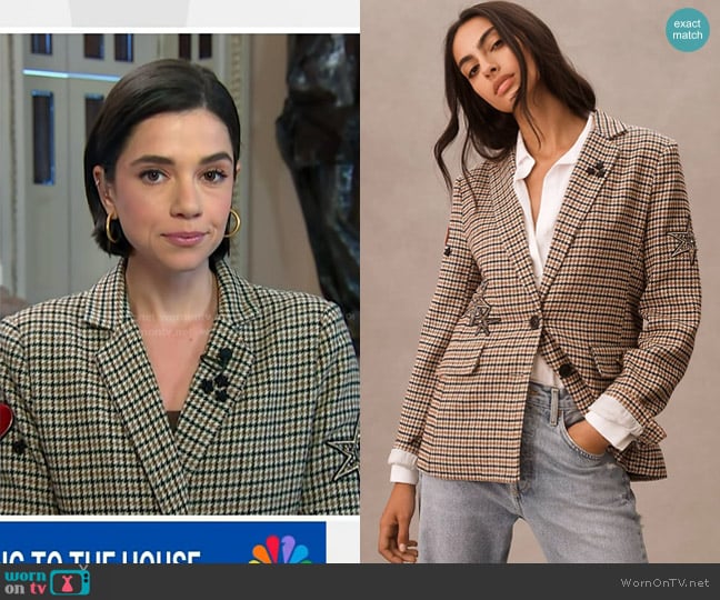 Anthropologie Appliqué Blazer worn by Julie Tsirkin on NBC News Daily