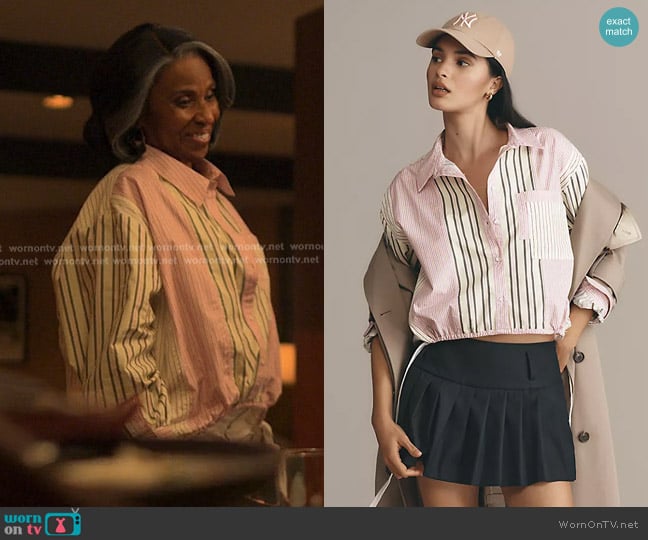 Anthropologie Drawstring Buttondown Top worn by Mama Lu (Pauletta Washington) on Reasonable Doubt