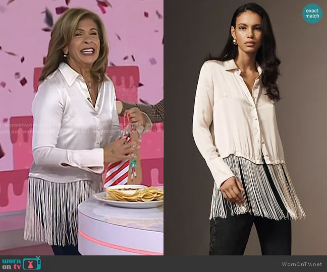 Hoda’s white fringed shirt on Today