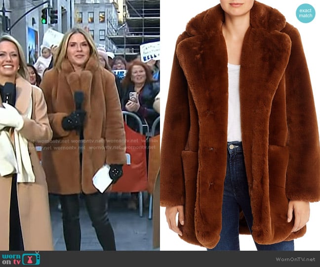 Apparis Sophie Faux Fur Coat worn by Jenna Bush Hager on Today