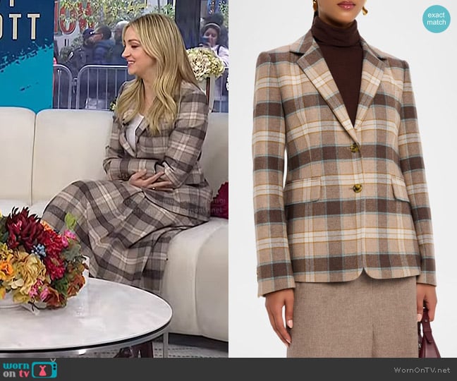Argent Copain Wool Blazer in Brown Plaid worn by Abby Elliott on Today