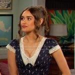 Ari’s navy floral lace trim dress on Days of our Lives
