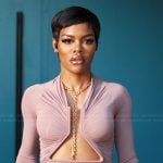 Milan’s pink front cutout top on Alls Fair