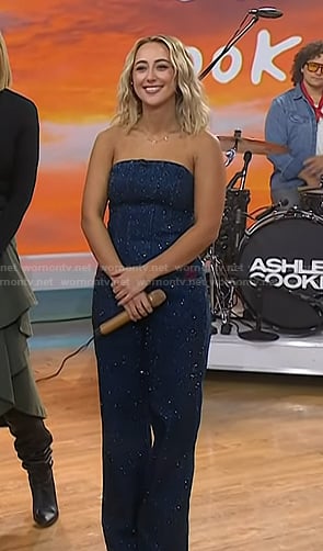 AShley Cooke’s embellished strapless denim top and jeans on Today