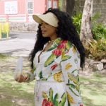 Angel’s white floral print top and short set on The Real Housewives of Potomac