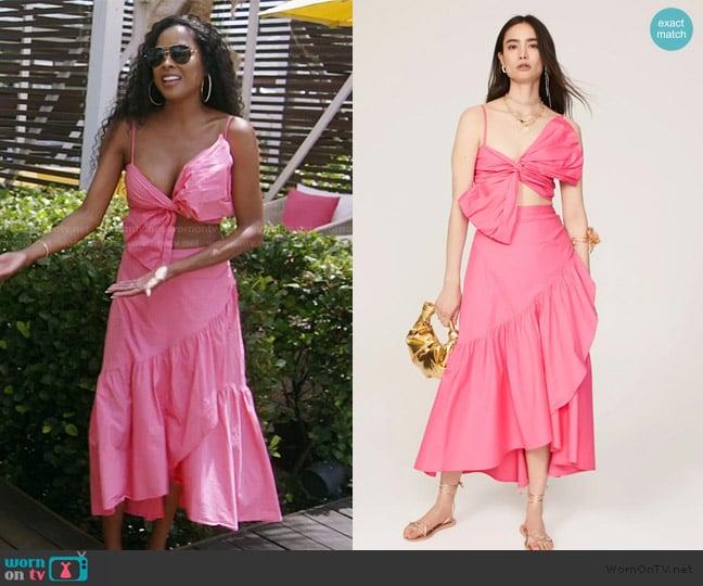 Ashley Park x RTR Pink Bow Top worn by Stacey Rusch on The Real Housewives of Potomac