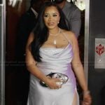 Ashley’s satin drape maxi dress on The Real Housewives of Potomac