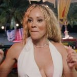 Ashley’s white floral drape maxi dress on The Real Housewives of Potomac