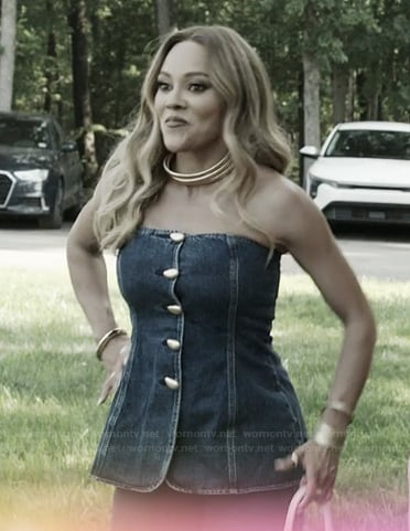 Ashley's denim corset top on The Real Housewives of Potomac