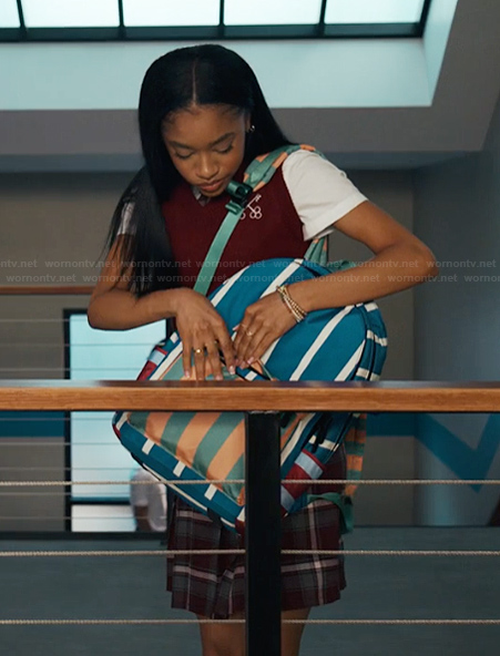 Ashley's striped backpack on Bel-Air