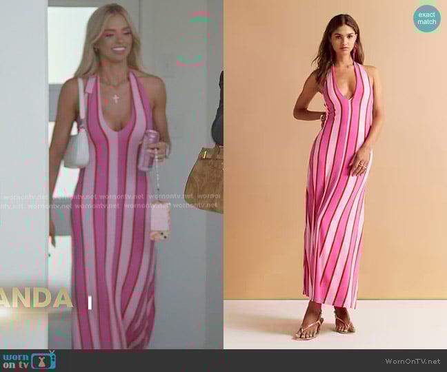 Asos Halter Maxi Dress Printed in pink stripe worn by Miranda McWhorter on The Secret Lives of Mormon Wives