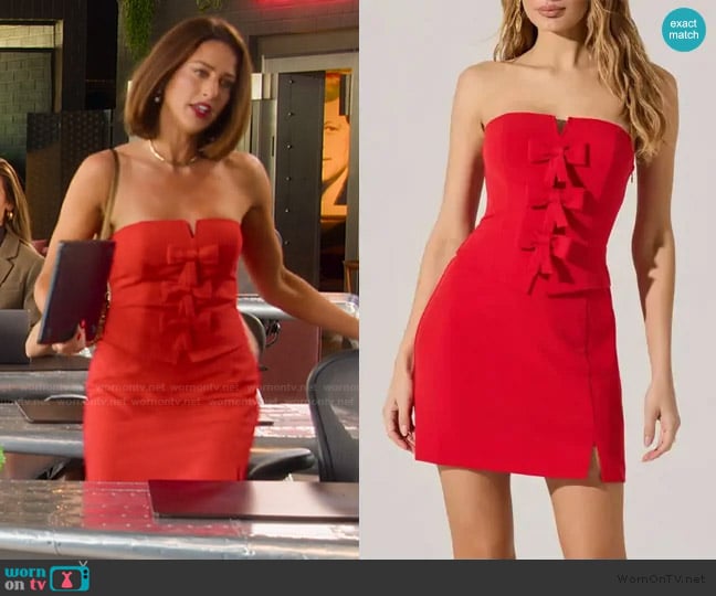 ASTR the Label Bow Detail Strapless Sheath Dress worn by Polly Brindle (Polly Brindle) on Selling the OC