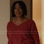 Athena’s red v-neck sweater on 9-1-1