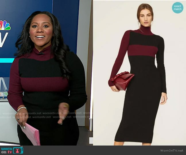 Atlein Stripe Knit Midi Dress worn by Kay Angrum on NBC News Daily