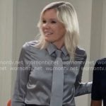 Ava’s grey shirt with neck tie on General Hospital