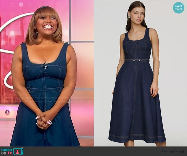 Avec Les Filles Bustier Circle-Skirt Midi Dress worn by Sherri Shepherd on Sherri